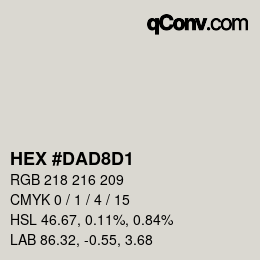 Color code: HEX #DAD8D1 | qconv.com