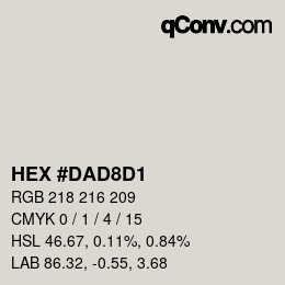 Color code: HEX #DAD8D1 | qconv.com