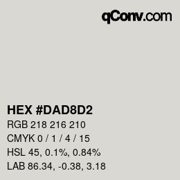 Color code: HEX #DAD8D2 | qconv.com