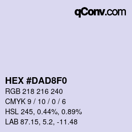 カラーコード: HEX #DAD8F0 | qconv.com