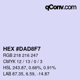 Color code: HEX #DAD8F7 | qconv.com