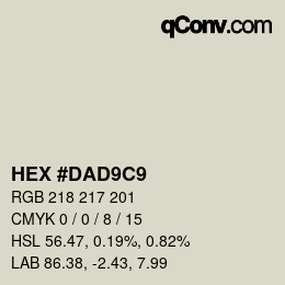 カラーコード: HEX #DAD9C9 | qconv.com
