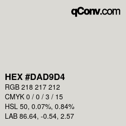 Color code: HEX #DAD9D4 | qconv.com