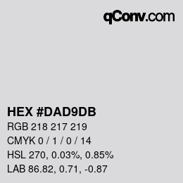 颜色代码: HEX #DAD9DB | qconv.com