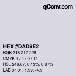 Color code: HEX #DAD9E2 | qconv.com