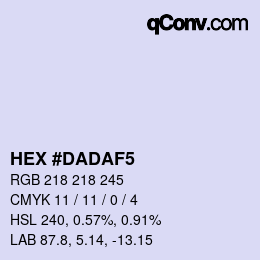 カラーコード: HEX #DADAF5 | qconv.com