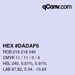 Color code: HEX #DADAF6 | qconv.com
