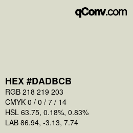 Color code: HEX #DADBCB | qconv.com