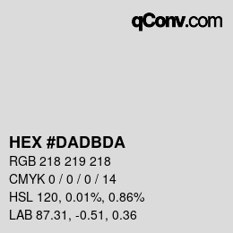 Color code: HEX #DADBDA | qconv.com