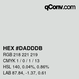 カラーコード: HEX #DADDDB | qconv.com