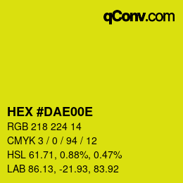 Color code: HEX #DAE00E | qconv.com