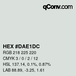 Color code: HEX #DAE1DC | qconv.com