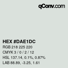 Color code: HEX #DAE1DC | qconv.com