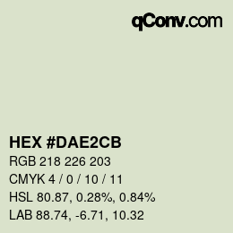カラーコード: HEX #DAE2CB | qconv.com