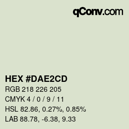 カラーコード: HEX #DAE2CD | qconv.com