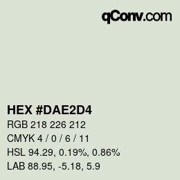 Farbcode: HEX #DAE2D4 | qconv.com