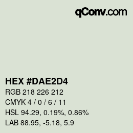 カラーコード: HEX #DAE2D4 | qconv.com