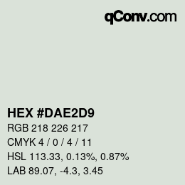 Farbcode: HEX #DAE2D9 | qconv.com