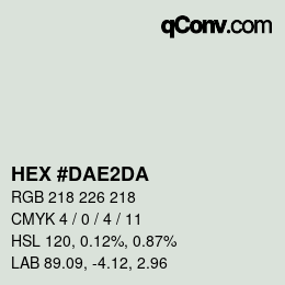 Color code: HEX #DAE2DA | qconv.com