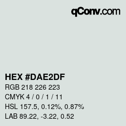 Farbcode: HEX #DAE2DF | qconv.com