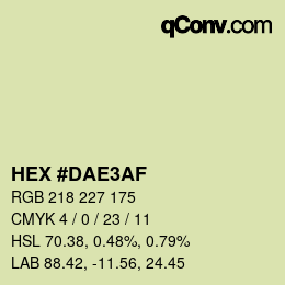 Color code: HEX #DAE3AF | qconv.com