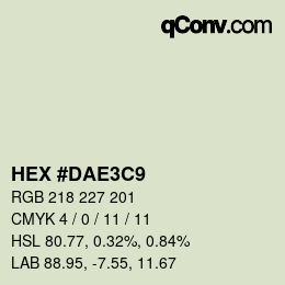 Farbcode: HEX #DAE3C9 | qconv.com