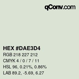 颜色代码: HEX #DAE3D4 | qconv.com