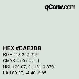 Color code: HEX #DAE3DB | qconv.com