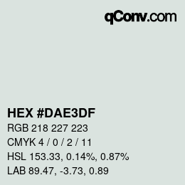 Color code: HEX #DAE3DF | qconv.com