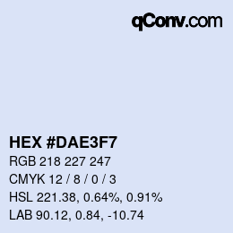 Color code: HEX #DAE3F7 | qconv.com