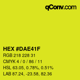 Color code: HEX #DAE41F | qconv.com