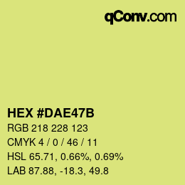 Color code: HEX #DAE47B | qconv.com