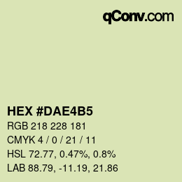 Color code: HEX #DAE4B5 | qconv.com