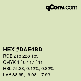 Color code: HEX #DAE4BD | qconv.com