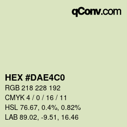 Color code: HEX #DAE4C0 | qconv.com