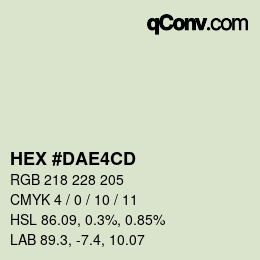 Color code: HEX #DAE4CD | qconv.com