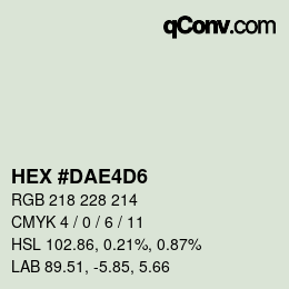 カラーコード: HEX #DAE4D6 | qconv.com