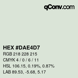 Color code: HEX #DAE4D7 | qconv.com