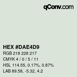 カラーコード: HEX #DAE4D9 | qconv.com