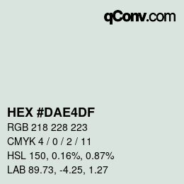 Color code: HEX #DAE4DF | qconv.com