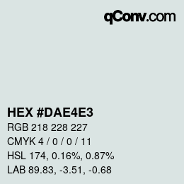 Color code: HEX #DAE4E3 | qconv.com