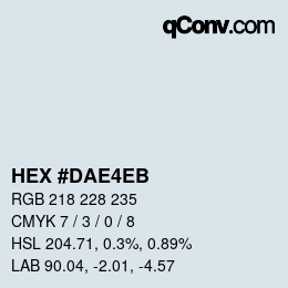 Color code: HEX #DAE4EB | qconv.com