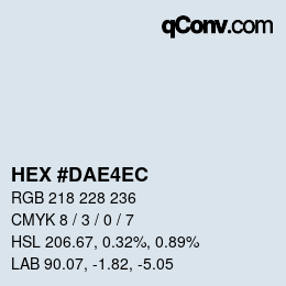 Color code: HEX #DAE4EC | qconv.com