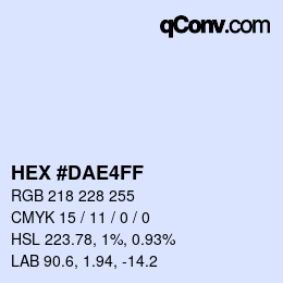 Color code: HEX #DAE4FF | qconv.com