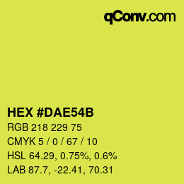 Color code: HEX #DAE54B | qconv.com