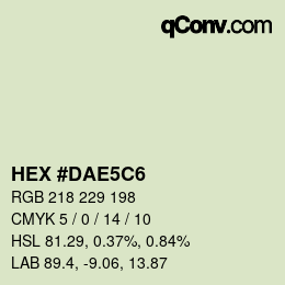 Color code: HEX #DAE5C6 | qconv.com