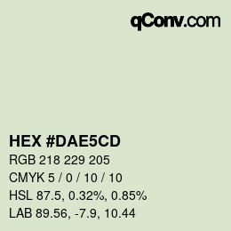 Color code: HEX #DAE5CD | qconv.com