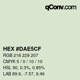 Color code: HEX #DAE5CF | qconv.com