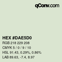 Color code: HEX #DAE5D0 | qconv.com
