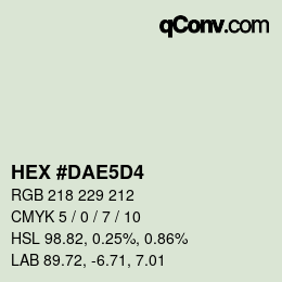 Farbcode: HEX #DAE5D4 | qconv.com